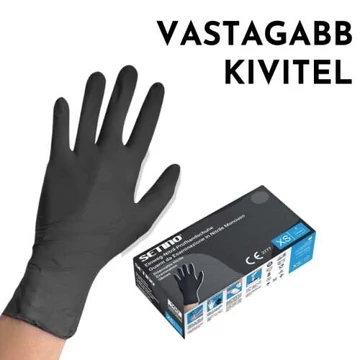 SETINO FEKETE nitril gumikesztyű púdermentes 5g 100db/ doboz  (S) (S/M/L/XL méretekben)