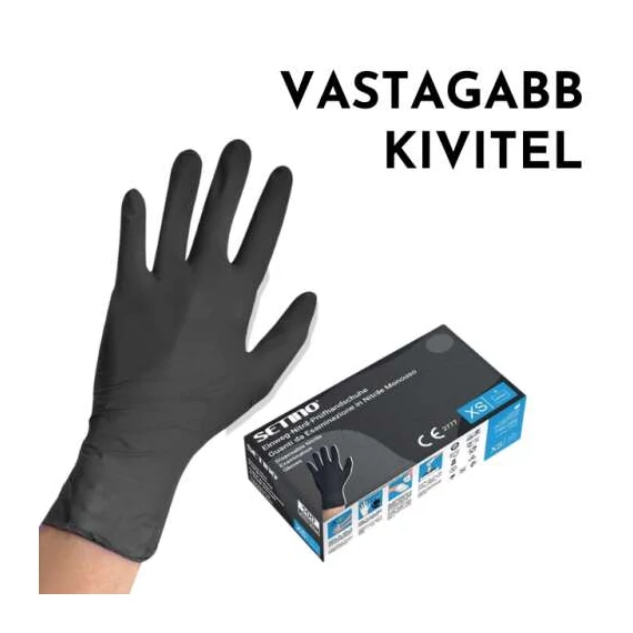 SETINO FEKETE nitril gumikesztyű púdermentes 5g 100db/ doboz  (S) (S/M/L/XL méretekben)